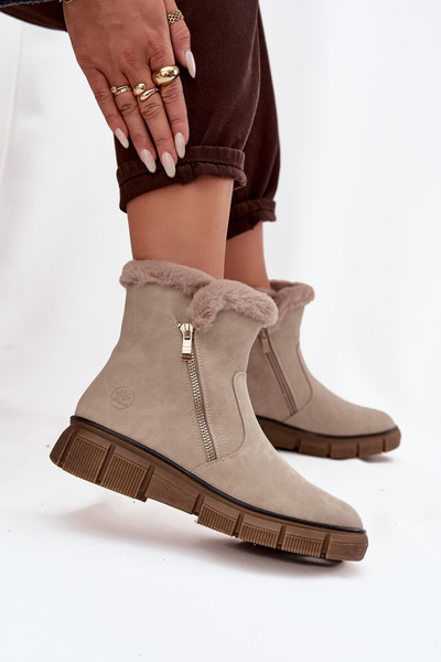 Жіночі зимові чоботи на платформі з хутром Бежевий Briselle