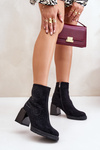 Утеплені жіночі ботильйони на підборах з декором чорні D&A MR880-130