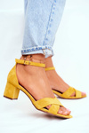 Замшеві босоніжки на високому каблуці Жовті Nela