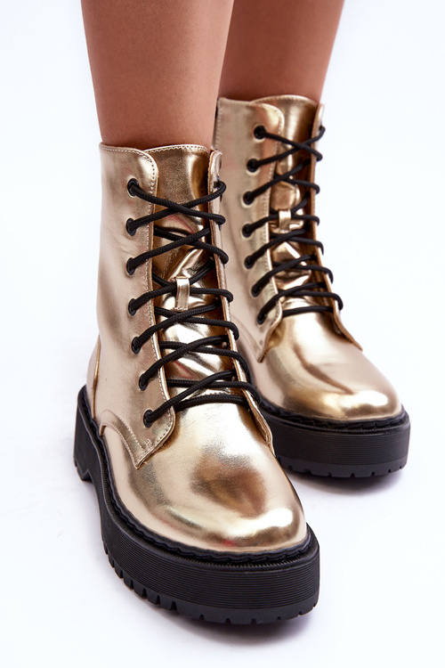 Металеві шкіряні черевики Gold Workery Teflorna