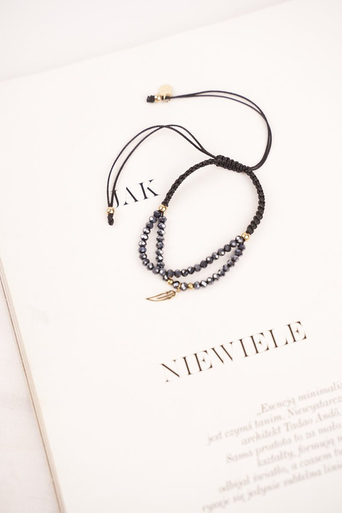 Жіночий браслет Black String Celebrity Gold Feather Clementina