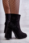 Чоботи жіночі замшеві на високому каблуці світло-чорні Ramira