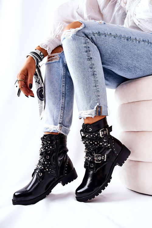 Шкіряні чоботи без лямок Чорний Кеферін