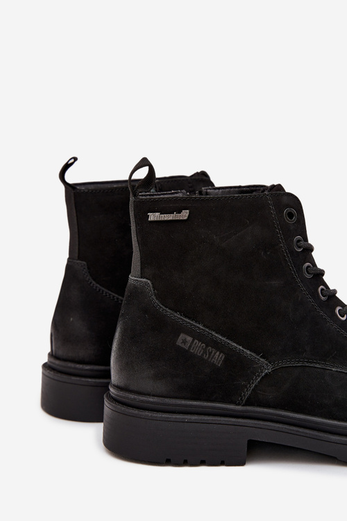 Шкіряні Утеплені Чоботи Для Чоловіків З Блискавкою Big Star OO174148 Чорні