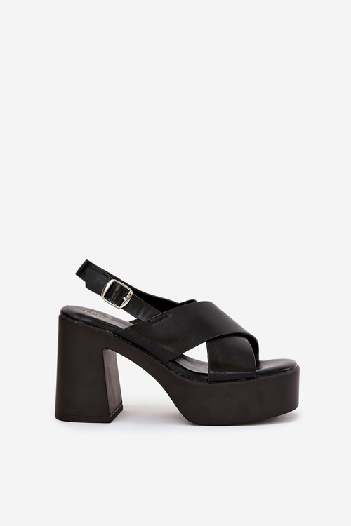 Жіночі Сандалі На Каблуку І Платформі З Еко Шкіри Чорні Annavin