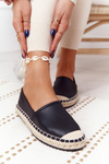 Шкіряні еспадрільї на плетеній підошві Велика зірка HH274505 Чорні