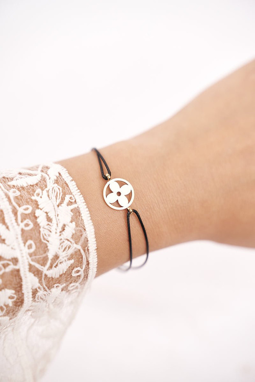 Жіночий браслет Black String Celebrity Gold Clover Clara
