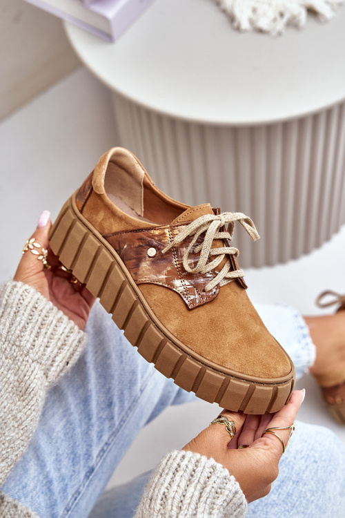 Коричневі замшеві туфлі на платформі Zazoo 10128