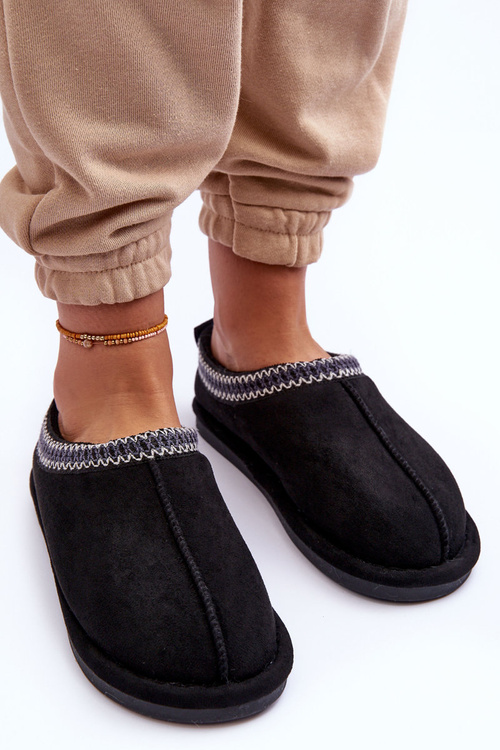 Жіночі замшеві тапочки з хутром чорного кольору Polinna