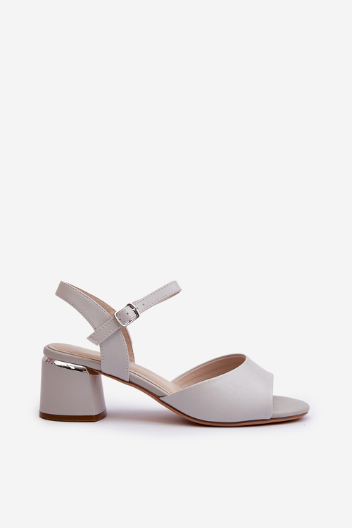 Жіночі босоніжки з екошкіри на низькому каблуці Sergio Leone SK876 сірі