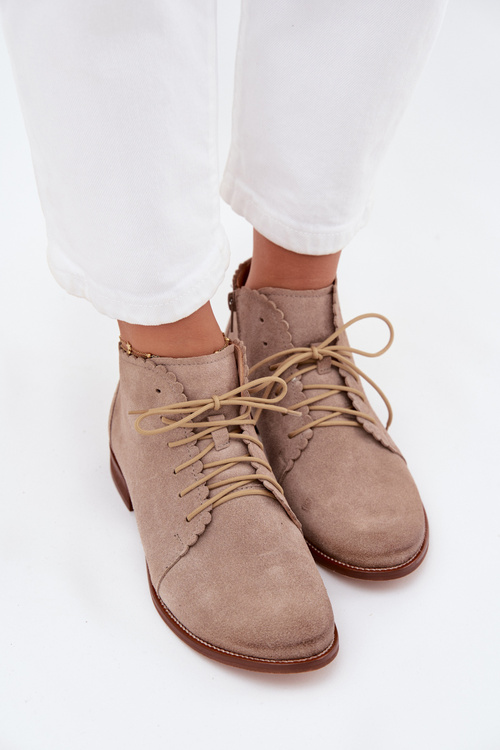 Замшеві чоботи на плоскому каблуці Cappuccino Zazoo 4078