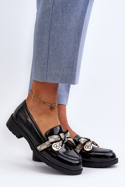 Лаковані жіночі лофери мокасини S.Barski HY330A Чорні