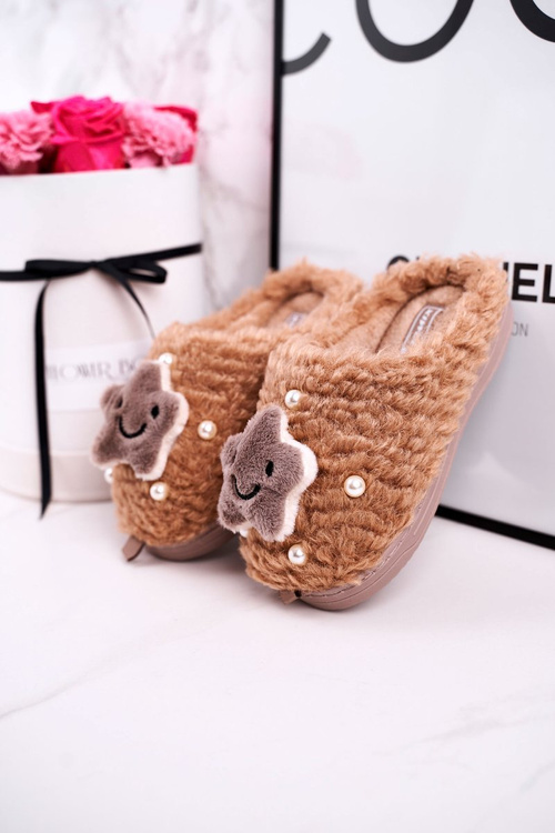 Дитячі утеплені домашні тапочки коричневого кольору Little Star