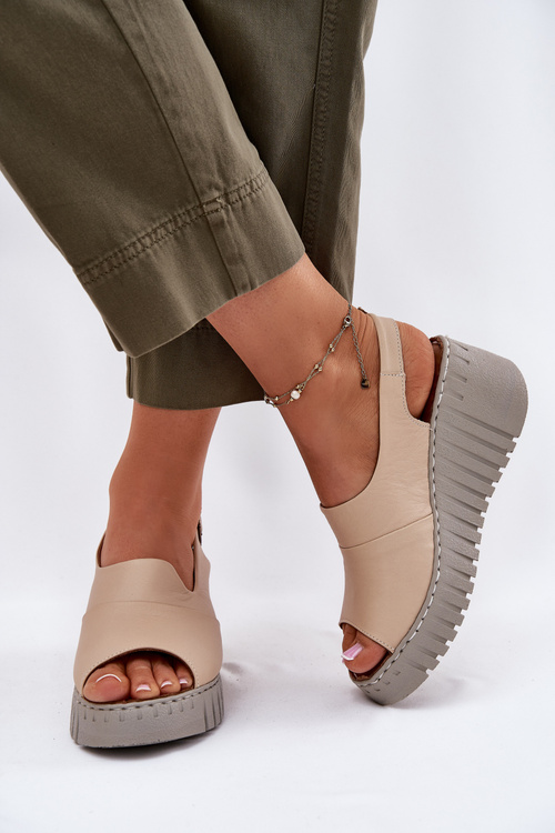 Жіночі Сандалі З Природної Шкіри На Котурні Artiker Бежеві 56C0957