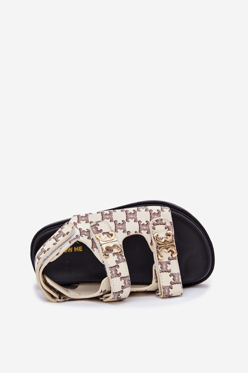 Дитячі Сандалі На Липучках З Золотими Детаєм Бежеві Cavina