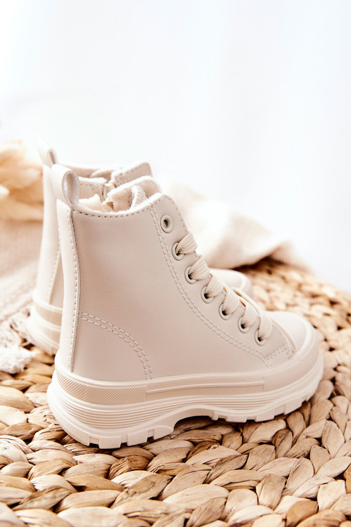 Дитячі шкіряні утеплені кросівки Bomi світло-бежеві