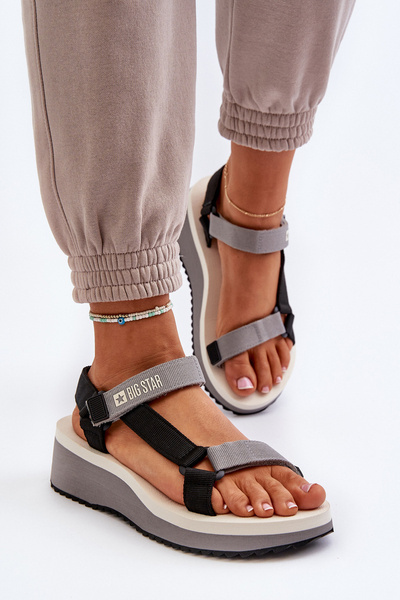 Жіночі босоніжки на платформі та танкетці Big Star NN274A054 сірі