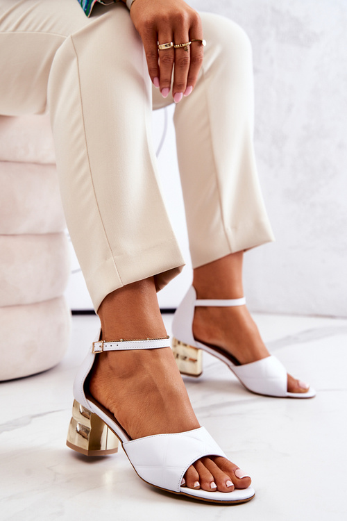 Шкіряні босоніжки на шпильці Lewski 3027 Білі