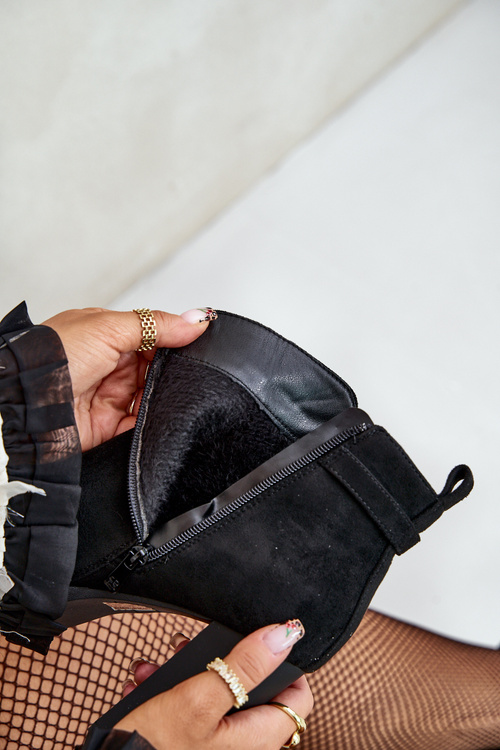 Теплі жіночі ботильйони на високому каблуці Чорні Terisanna