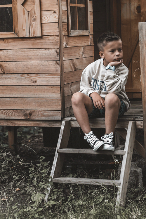 Дитячі шкіряні високі кросівки Marney чорно-білі