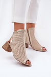 Жіночі Шкіряні Чоботи На Каблуку З Відкритою Пяткою Maciejka 06899-25 Золото-Бежеві