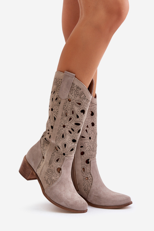 Ажурні замшеві черевики Lewski Shoes 3170 Cappucino