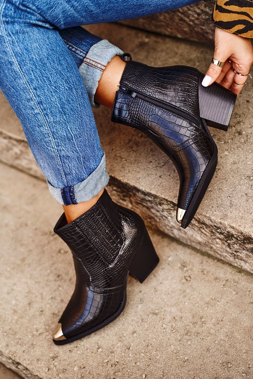 Жіночі чоботи на високому каблуці чорні Atticus