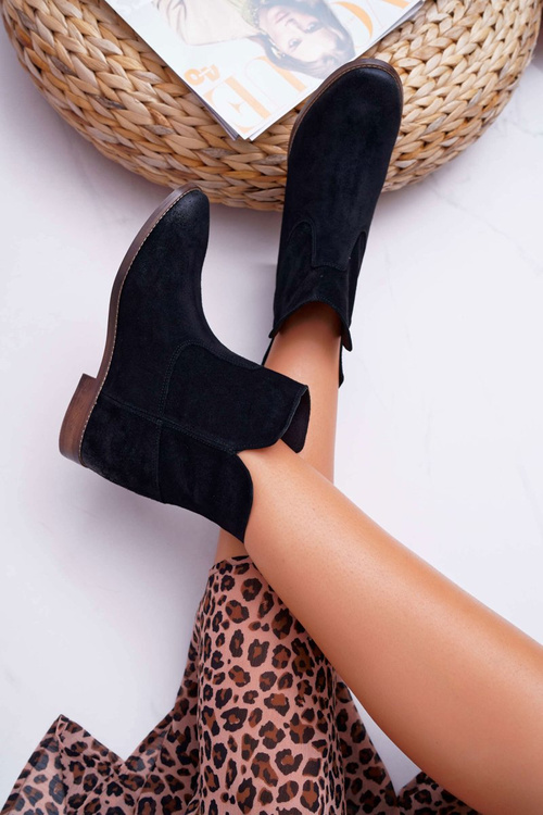 Жіночі чоботи на плоскій каблуці чорні Nicole 2419