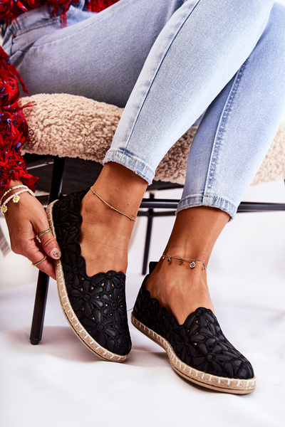 Чорні жіночі балетки з квітковим принтом Vennice