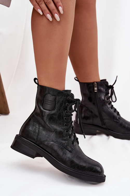 Шкіряні жіночі черевики з оздоблювальним елементом Maciejka K7180-01 Чорні