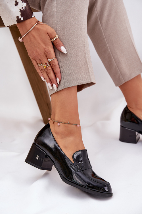 Лакові Шкіряні Жіночі Чоботи На Каблуках Vinceza 18105 Чорні