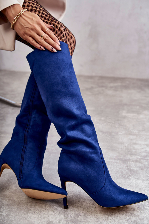 Замшеві чоботи на високих підборах Blue Carite