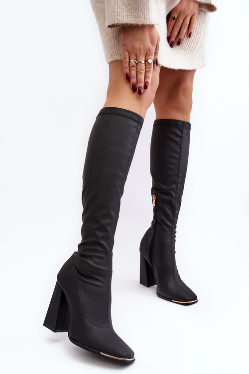 Чорні жіночі чоботи Rishabh на високих підборах