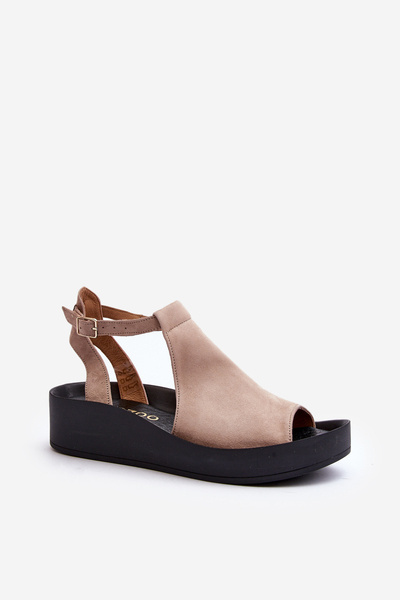 Жіночі замшеві босоніжки Zazoo 2914 бежеві