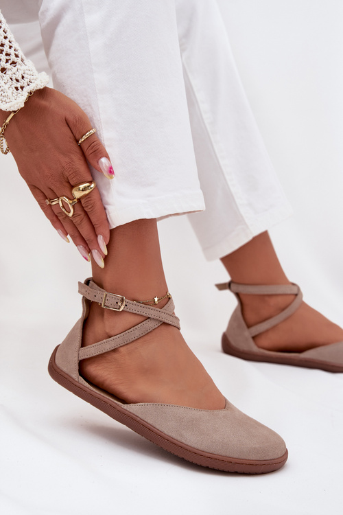 Замшеві Балетки Для Жінок Barefoot З Ремінцями Zazoo 191 Сірі