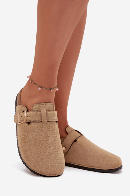 Жіночі Клумпи На Корковій Платформі З Золотою Пряжкою Big Star SS274738 Бежеві