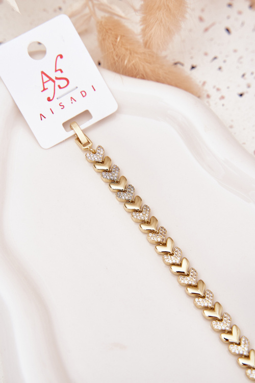 Жіночий браслет серця з цирконіями золото