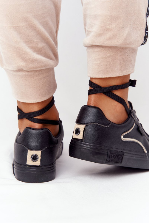 Жіночі шкіряні кросівки BIG STAR HH274078 чорно-золоті