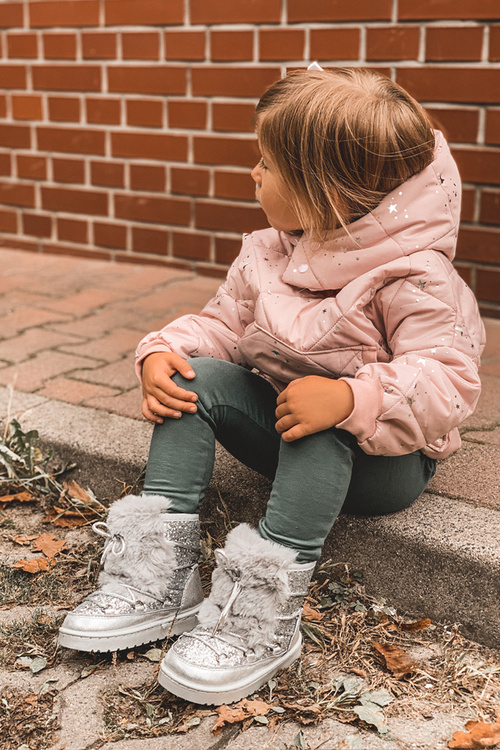 Дитячі чоботи Снігові чоботи з хутром сріблясті Мінні Маус