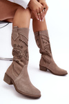 Жіночі замшеві чоботи з мереживним малюнком Cappuccino Sierra