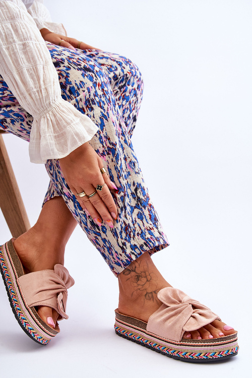 Жіночі тапочки на масивній платформі Світло-рожеві Terisa