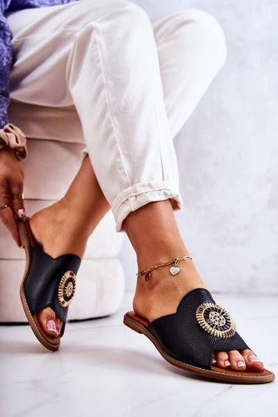 Шкіряні модні тапочки Lewski Shoes 3132/O Чорні