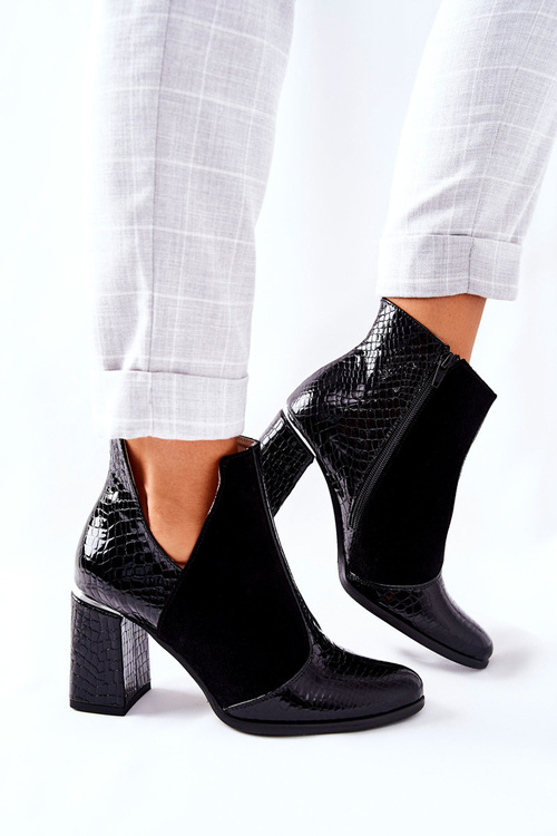 Жіночі шкіряні черевики на шпильці чорні I Wish