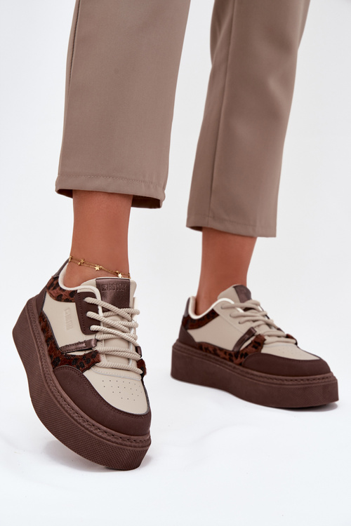 Жіночі Кросівки На Платформі Big Star SS274356 Леопард Коричнево-Бежеві