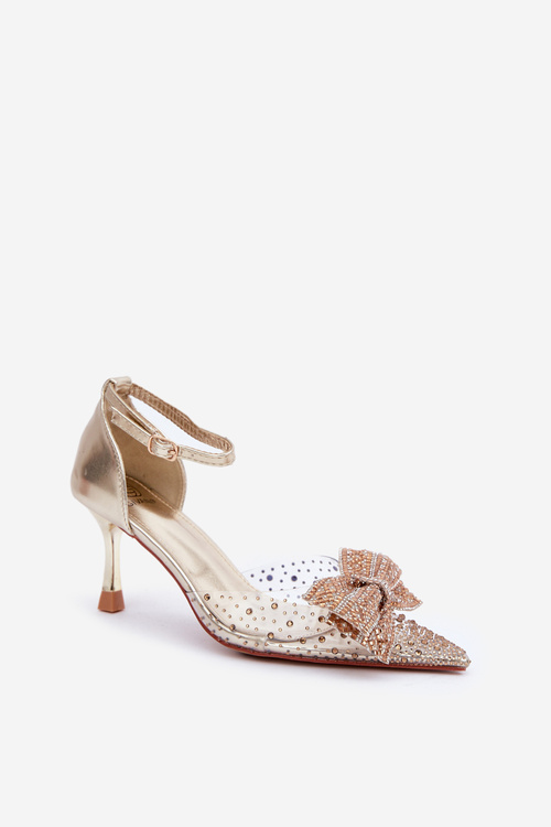 Прикрашені Каблуки З Бантиком Золоті Laviri