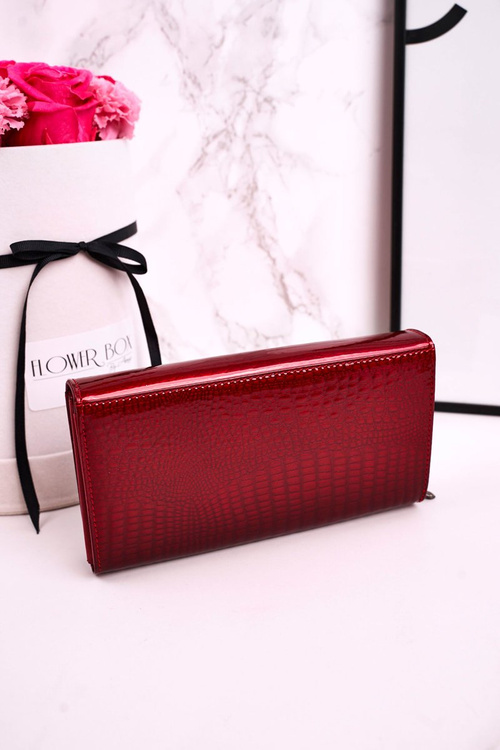 Великий шкіряний жіночий гаманець CAVALDI Shiny Red