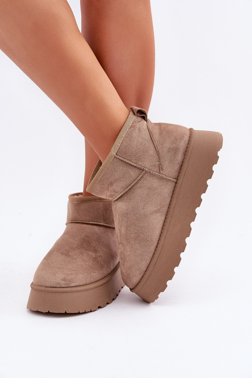 Снігоступи на Платформі з Еко Замші Темно-бежеві Vlivana