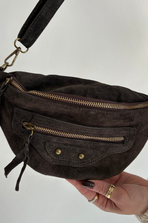 Коричнева шкіряна сумка на пояс Romilly