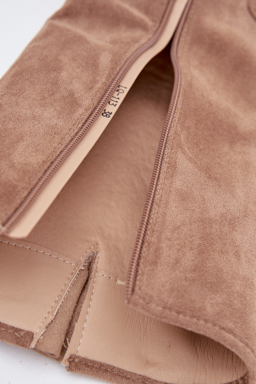 Козачки Ковбойки На Каблуці З Блискавками Темно Бежеві Fivelle