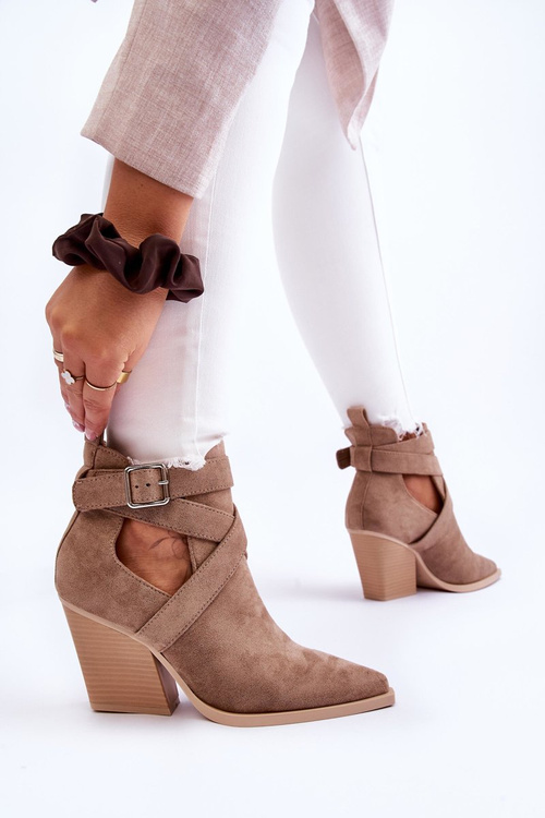 Жіночі замшеві ковбойські чоботи темно-бежеві Dennise